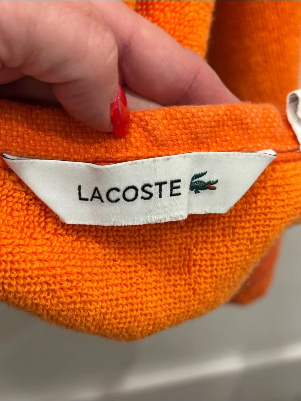 Lacoste Orange Terry Towel with Green Crocodile Logo